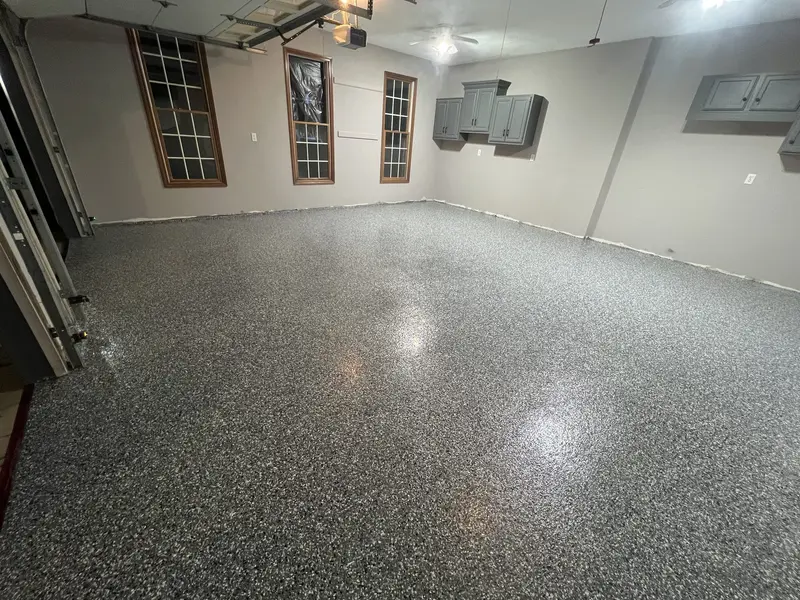 Epoxy floor coating with full flake finish — Elite Coatings, Metro East Illinois